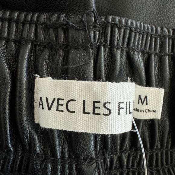 Anthropologie Avec Les Filles Faux Leather Black Joggers Pants Size Medium NWT - Picture 9 of 12